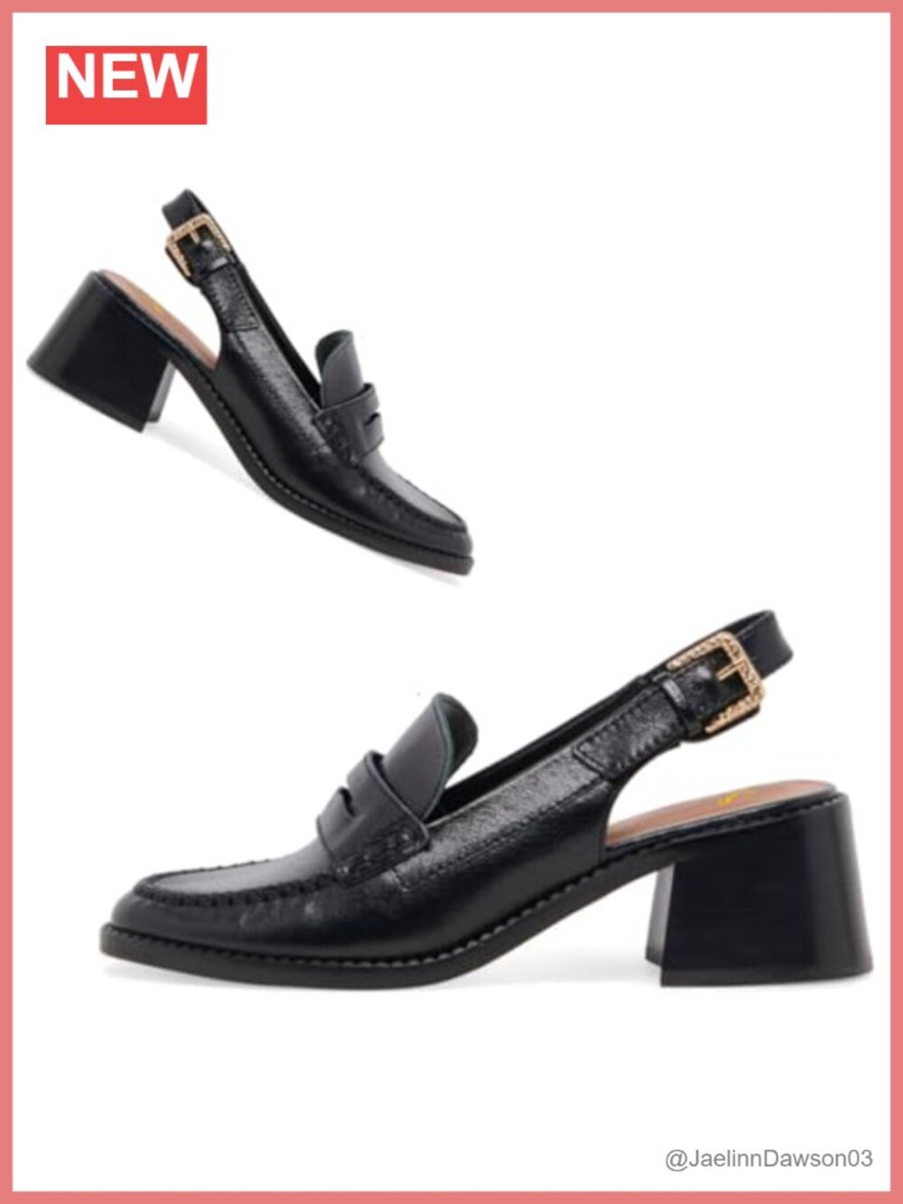 Vintage Chunky Heel Slingback Loafers for Women - 2" Block Heels, Closed Toe,
